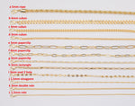 18" 14K Gold Necklaces for Layering - Singapore Rolo Cuban Curb Paperclip Chain