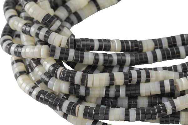 Natural Black white Mother of Pearl 4mm 6mm 8mm Heishi Beads 15.5" Strand Shell Beads