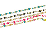 Dainty Multi color Enamel Rolo Cable Paperclip Chain by Yard, Link Cable Thick Elongate Chain, Wholesale bulk Roll Chain Jewelry