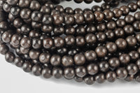 Natural Black Kamagong Ebony Wood Grendilla Wood 6mm or 8mm or 10mm Round. Full Strand- 15.5 Inch Strand Gemstone Beads