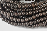 Natural Black Kamagong Ebony Wood Grendilla Wood 6mm or 8mm or 10mm Round. Full Strand- 15.5 Inch Strand Gemstone Beads