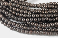 Natural Black Kamagong Ebony Wood Grendilla Wood 6mm or 8mm or 10mm Round. Full Strand- 15.5 Inch Strand Gemstone Beads