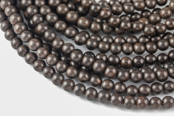 Natural Black Kamagong Ebony Wood Grendilla Wood 6mm or 8mm or 10mm Round. Full Strand- 15.5 Inch Strand Gemstone Beads