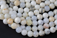 Natural African White Dendritic Opal 6mm 8mm Round Beads Creamy White Beige Taupe Opal Gemstone 15.5" Strand Gemstone Beads