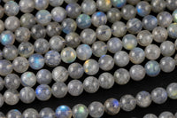 Natural AAA Blue Labradorite 4mm 6mm 8mm 10mm 12mm Round Beads Nothing But Fire Best Quality Large Round Labradorite Beads 15.5" Smooth