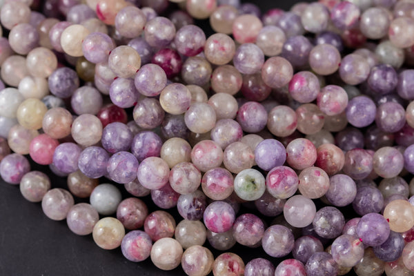 Natural Pink Tourmaline in Quartz Round Beads 4mm 6mm 8mm 9mm 10mm 12mm Shimmering Mica Matrix 15.5" Strand