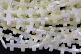Iridescent White Mother of Pearl MOP Shell cross Beads- 8mm - 12mm- 5.5'' Strand Shell Beads