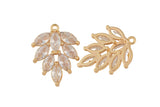 1pc 18k Gold Leaf Charm Necklace Charm- CZ - 17x21mm- 1 pc per order