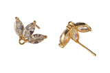 2pc 18K Gold Earrings Stud Flower CZ Earrings- 2PC per order -11x15mm