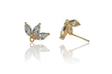 2pc 18K Gold Earrings Stud Flower CZ Earrings- 2PC per order -11x15mm