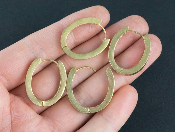 Oval Earring Hoops- Solid Brass- 21x25mm- 3.5mm thick