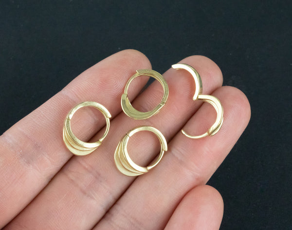 Oval Brass Earring Hoops- Solid Brass- 12x15mm