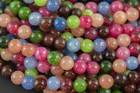 Tourmaline Jade Beads Smooth Round 6mm 8mm 10mm Full Strand 15.5 Inches Long AAA Quality Multicolor Jade Beads