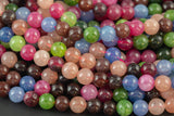 Tourmaline Jade Beads Smooth Round 6mm 8mm 10mm Full Strand 15.5 Inches Long AAA Quality Multicolor Jade Beads