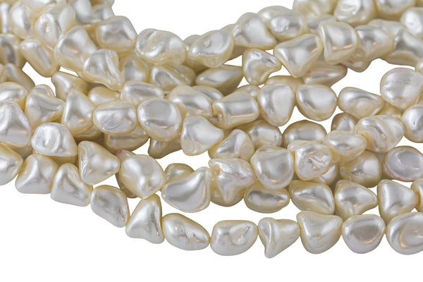 Mother of Pearl Nugget Strand -Handmade Jewelry- 15.5 inches- 38 pcs- 10-11mm