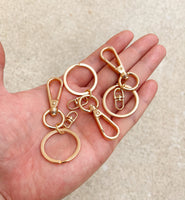 Dainty Self Closing Swivel Clasps - Triggerless - Gold for Charm Lock Keychain Supply Component- 15x41mm 2 pcs per pack