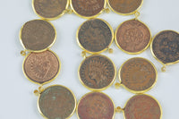 Indian Head Penny Wrapped in brass- Actual Americana Coin- Dates will vary