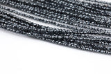 NATURAL Hematite Sharp Cut Diamond Faceted Round 3mm, 4mm, 6mm, 8mm, 10mm- Full 15.5 Inch Strand
