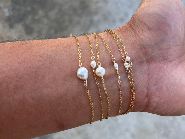 USA Gold Filled Permanent Jewelry Connectors Chained Pearl Connectors Real Gold Filled 2.5mm 6mm- Around 9 inches- Bracelet or Anklet