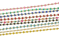 Dainty Multi color Enamel Satellite Paperclip Chain by Yard, Link Cable Chain, Wholesale bulk Roll Chain Jewelry