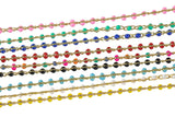 Dainty Multi color Enamel Satellite Paperclip Chain by Yard, Link Cable Chain, Wholesale bulk Roll Chain Jewelry