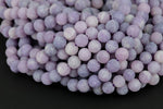 Natural Lilac Violet Purple Lepidolite 4mm 6mm 8mm 10mm Matte Round Beads 15.5" Strand Gemstone Beads