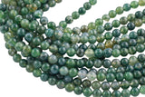 Natural Moss Grass Agate Beads Grade AAA Round- 4mm, 6mm, 8mm, 10mm, 12mm- Full 15.5 Inch Strand AAA Quality Smooth Gemstone Beads