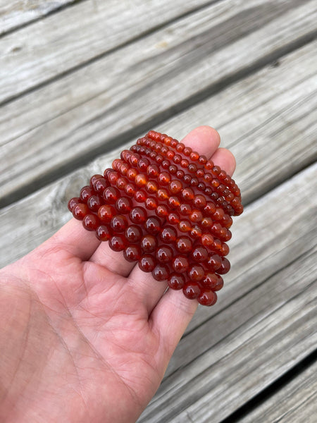 Carnelian Bracelet AAA 4mm 6mm 8mm 10mm Round Stretchy String Bracelet Natural Carnelian Bracelet AAA Quality Chakra Bracelets Pre-charged