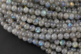 Natural AAA Blue Labradorite 4mm 6mm 8mm 10mm 12mm Round Beads Nothing But Fire Best Quality Large Round Labradorite Beads 15.5" Smooth