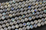 Natural AAA Blue Labradorite 4mm 6mm 8mm 10mm 12mm Round Beads Nothing But Fire Best Quality Large Round Labradorite Beads 15.5" Smooth