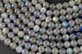 Natural AAA Blue Labradorite 4mm 6mm 8mm 10mm 12mm Round Beads Nothing But Fire Best Quality Large Round Labradorite Beads 15.5" Smooth