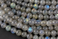 Natural AAA Blue Labradorite 4mm 6mm 8mm 10mm 12mm Round Beads Nothing But Fire Best Quality Large Round Labradorite Beads 15.5" Smooth