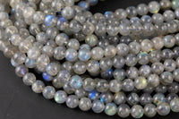 Natural AAA Blue Labradorite 4mm 6mm 8mm 10mm 12mm Round Beads Nothing But Fire Best Quality Large Round Labradorite Beads 15.5" Smooth