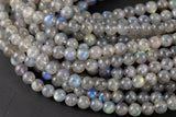 Natural AAA Blue Labradorite 4mm 6mm 8mm 10mm 12mm Round Beads Nothing But Fire Best Quality Large Round Labradorite Beads 15.5" Smooth