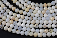 Natural African White Dendritic Opal 6mm 8mm Round Beads Creamy White Beige Taupe Opal Gemstone 15.5" Strand Gemstone Beads