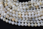 Natural African White Dendritic Opal 6mm 8mm Round Beads Creamy White Beige Taupe Opal Gemstone 15.5" Strand Gemstone Beads