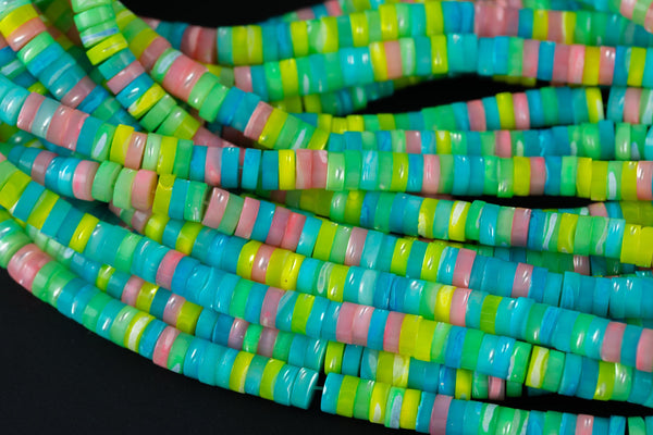 AAA Multi Color Mother of Pearl 4mm 6mm 8mm Heishi Beads 15.5" Strand Shell Beads