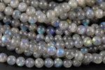 Natural AAA Blue Labradorite 4mm 6mm 8mm 10mm 12mm Round Beads Nothing But Fire Best Quality Large Round Labradorite Beads 15.5" Smooth