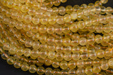 Natural Golden Brazilian Citrine Round 6mm, 8mm, 10mm- Full Strand 15.5 Inches Long A Quality Smooth Gemstone Beads