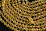 Natural Golden Brazilian Citrine Round 6mm, 8mm, 10mm- Full Strand 15.5 Inches Long A Quality Smooth Gemstone Beads