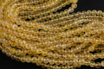 Natural Golden Brazilian Citrine Round 6mm, 8mm, 10mm- Full Strand 15.5 Inches Long A Quality Smooth Gemstone Beads