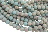 Natural Impression Sea Sediment Jasper Matte Round Beads 4mm 6mm 8mm 10mm Aka Snake Skin Jasper Aqua Terra Jasper 15.5" Strand Smooth
