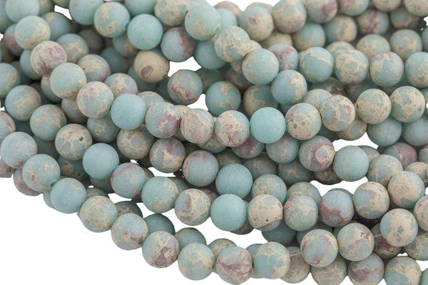 Natural Impression Sea Sediment Jasper Matte Round Beads 4mm 6mm 8mm 10mm Aka Snake Skin Jasper Aqua Terra Jasper 15.5" Strand Smooth