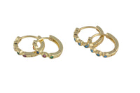 13mm 18kt Gold Huggie Hoops- CZ Hoop Earring with CZ Set- 1 pair per order Huggies