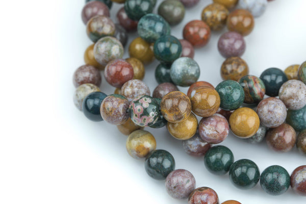 Natural Ocean Jasper High Quality in Round 6mm, 8mm, 10mm, 12mm -Full Strand 15.5 inch Strand AAA Quality Smooth Gemstone Beads