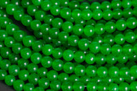 Green- JADE Smooth Round- 6mm 8mm 10mm 12mm-Full Strand 15.5 inch Strand AAA Quality
