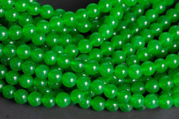 Green- JADE Smooth Round- 6mm 8mm 10mm 12mm-Full Strand 15.5 inch Strand AAA Quality