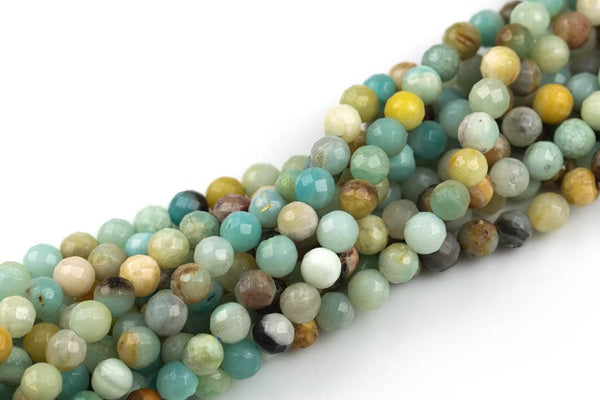 Natural AMAZONITE Beads faceted round sizes. 4mm, 6mm, 8mm, 10mm, 12mm, 14mm-Full Strand 15.5 inch Strand Gemstone Beads