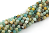 Natural AMAZONITE Beads faceted round sizes. 4mm, 6mm, 8mm, 10mm, 12mm, 14mm-Full Strand 15.5 inch Strand Gemstone Beads