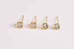 4pcs 18k Gold Plated Earring Stud Findings Square Circle CZ Simple Stud with Loop 5mm